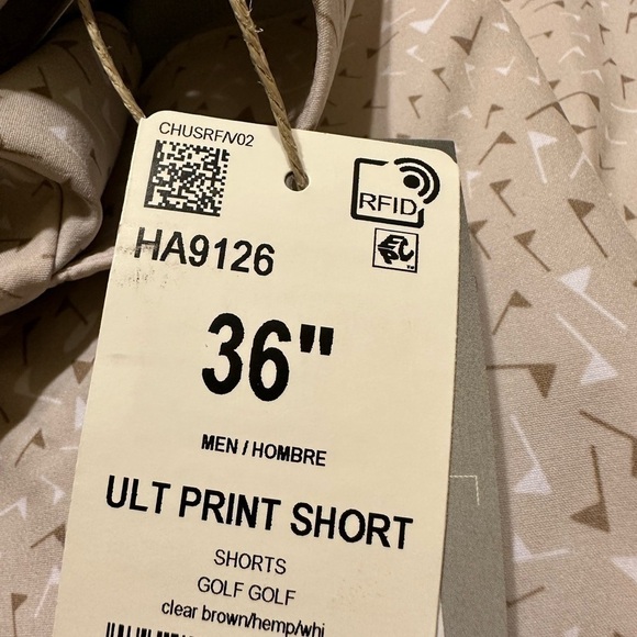 NEW Men ADIDAS Ultimate 365 Flag Print Golf Short HA9126 Clear Brown Hemp 10” - Picture 6 of 8